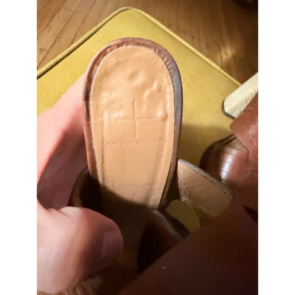 Thakoon Addition Brown Leather Block Heel Sandals SZ 7.5